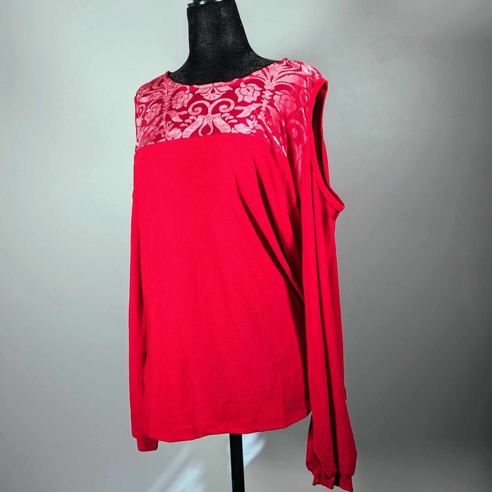 NWT ALISON ANDREWS VELVET COLD SHOULDER PULLOVER TOP - L